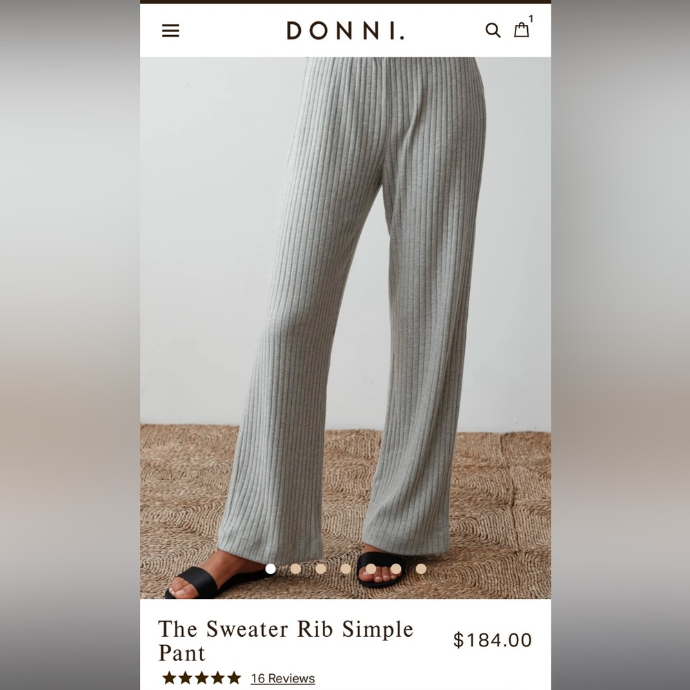 DONNI - The Sweater Rib Simple Pant. Size L. Brand New With Tags